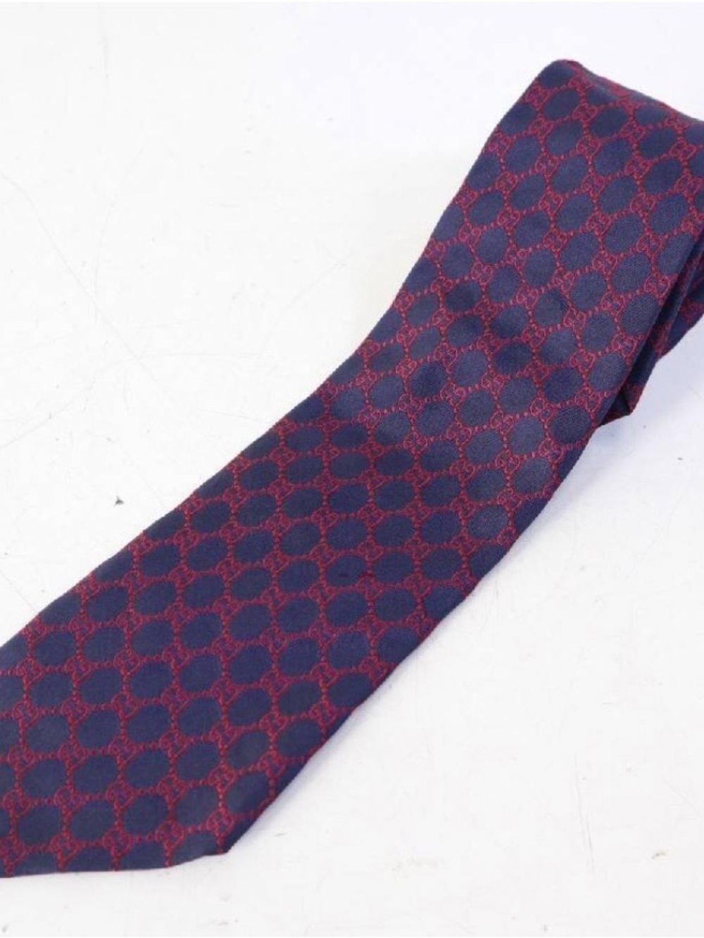 Gucci Navy and Red Interlocking G Silk Tie